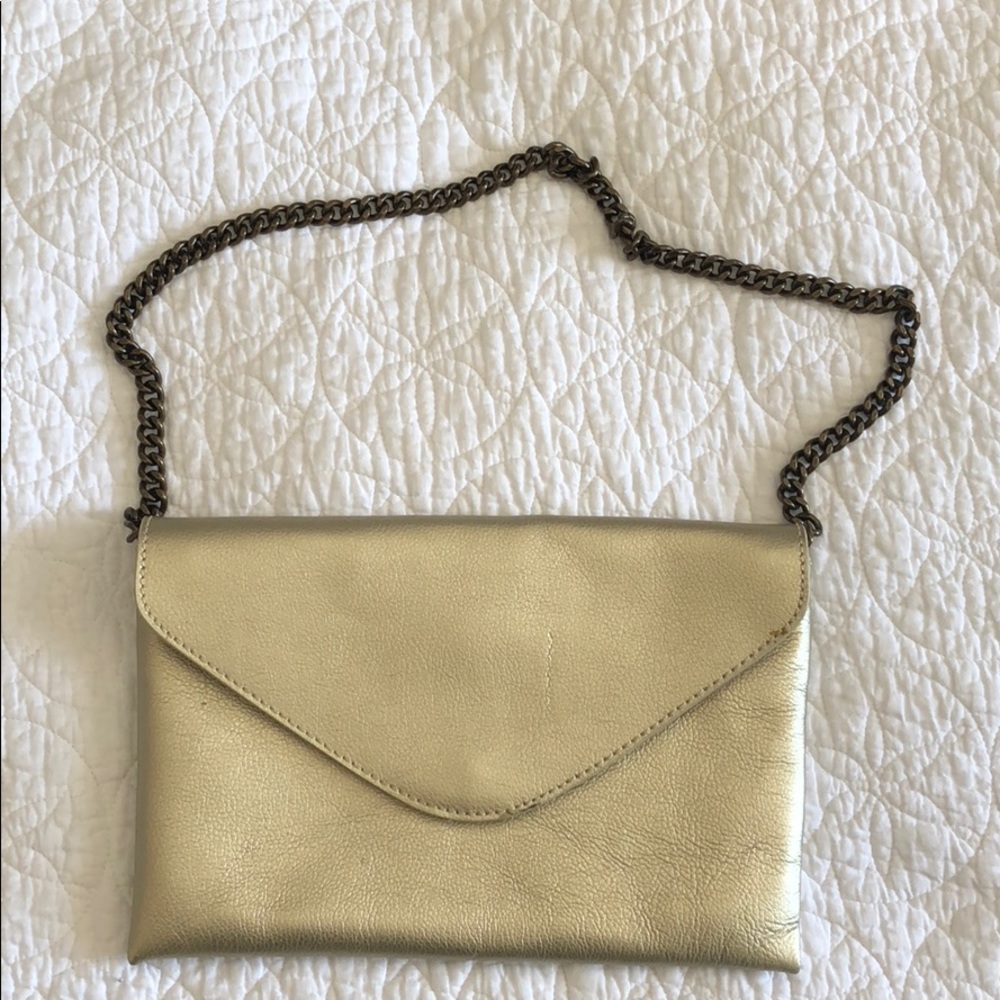 jcrew metallic clutch